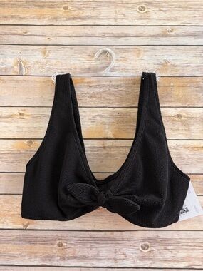 & Other Stories Bikini Top Women’s Size 12 Black Textured Crepe Knot Tie NWT